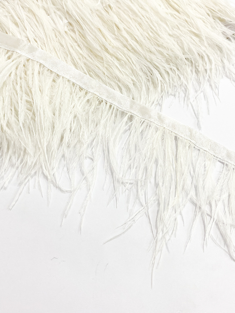 Fita com plumas branca - 50cm