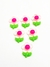 Aplique Florzinha c/ botão rosa neon resina - 5 unidades