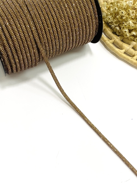 Tubo De Strass Dourado 6 mm - 1 Metro