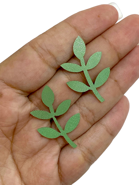 Aplique raminho verde de lonita - 2 unidades