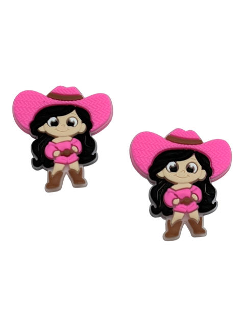 Aplique Ana Castela Boiadeira Rosa Emborrachado - 2 unidades