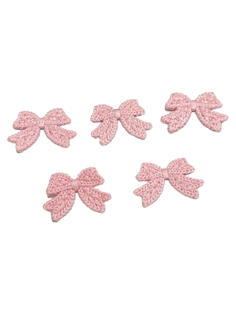 Aplique Laço De Crochê rosa Bebê - 4 Unidades