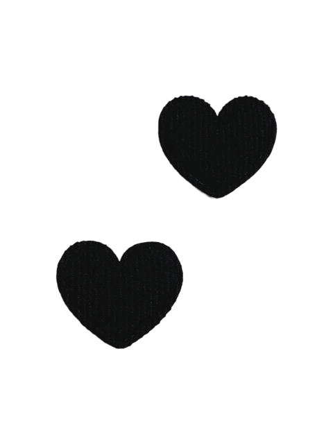 Aplique coração veludo Cotelê Preto - 4 unidades