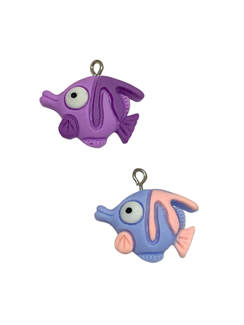 Pingente Resina Peixe Lilás/Azul Bebê - 2 Unidades