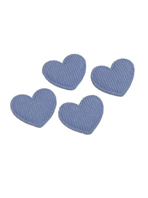 Aplique coração veludo cotelê (azul Bebê) - 4 unidades