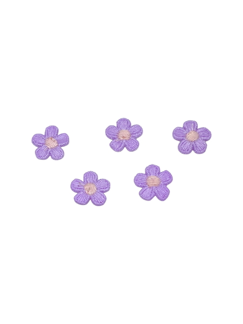 Aplique Mini Flor Bordada Lilás Com Miólo Rosa - 5 Unidades - comprar online