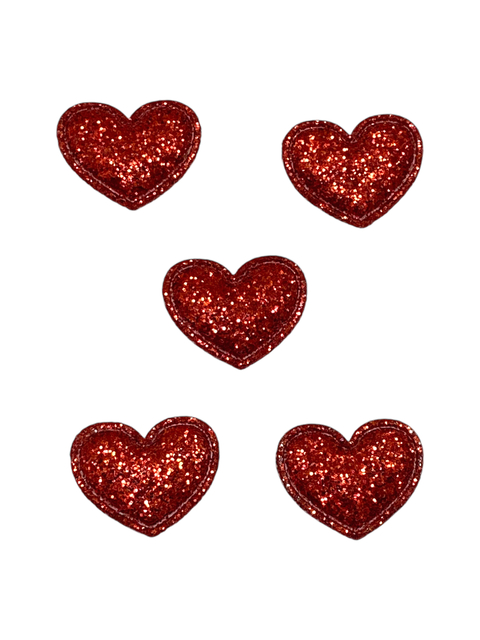 Aplique Mini Coração Com Gliter Vermelho - 10 Unidades