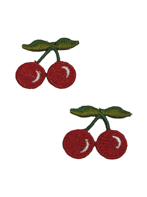 Aplique Cereja Bordada 2,5x3cm - 2 Unidades