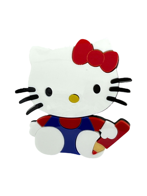 Aplique Acrílico Curvado Hello Kitty Com Lápis Vermelho - 1 Unidade - comprar online