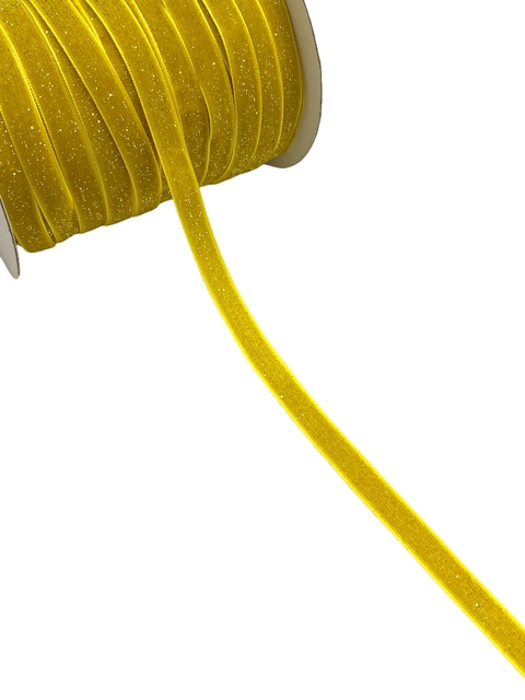 Fita veludo com lurex amarelo 10mm - 2 metros