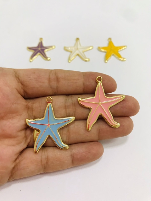 pingente metal estrela colorida 2 unidades 3.5cm