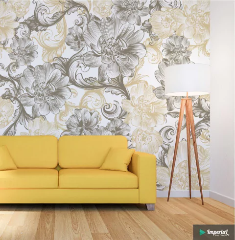 A045 | Vinilo Para Pared Dibujos rosas beige