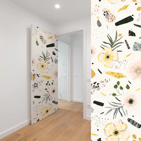 P018 - Vinilo de Puerta Botanica Collage - comprar online