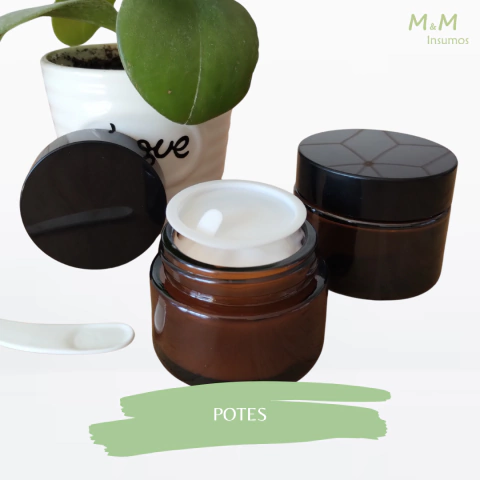 POTE VIDRIO RECTO AMBAR TAPA NEGRA - comprar online