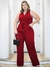 Macacão Longo Plus Size Sem Manga Decote Transpassado Moda Feminina