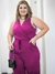 Macacão Longo Plus Size Sem Manga Decote Transpassado Moda Feminina
