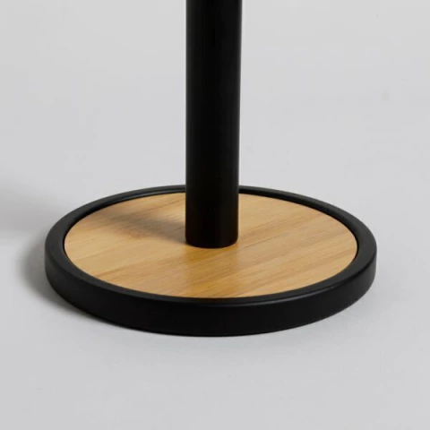 Porta rollo Black Iron base de bamboo