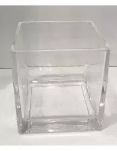 Florero Vidrio Cubo Transparente Med: 12X12 cm