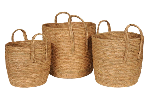 Canasto Fibras Naturales c/Manija Med: 35x35x34