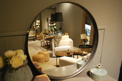 Espejo redondo de hierro gris - 60 cm