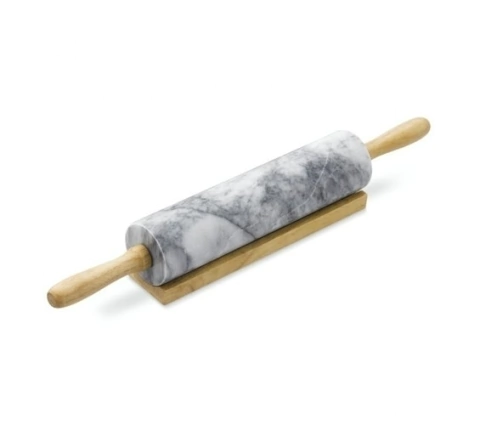 Palo de amasar de Mármol de Carrara y base de Madera
