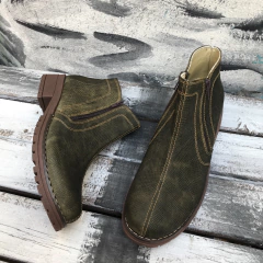 Botineta doble cierre verde oliva B2. Único n*44. j05ng-1587 - comprar online