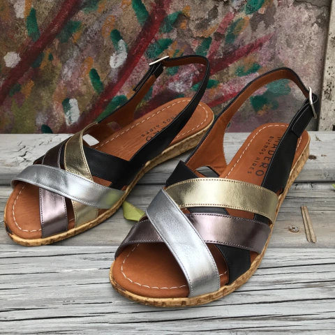 Sandalias trimetal y negro. m01v-191