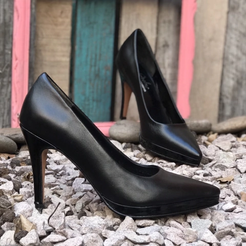 Stilettos con plataforma, negros. f13-1562