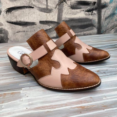 Zuecos texanos, cinturón regulable, suela y nude . e03m-10035 en internet