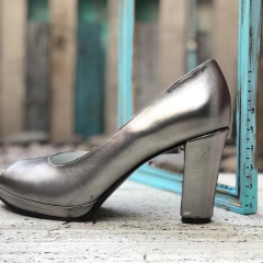 Stilettos con plataforma y boca de pez, peltre. e03-3006 - Altas de Olivos