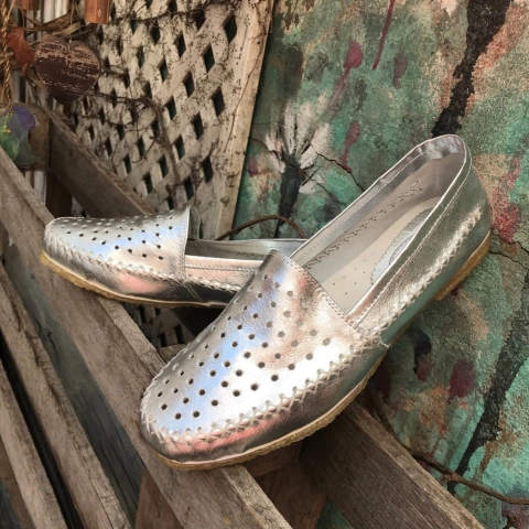Alpargatas pic metalizado plata. v07-010*111
