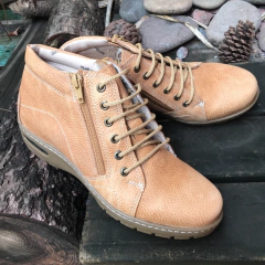 Botineta 2cierres y cordón Camel. p02i-209 - tienda online