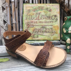 Sandalias tabaco con velcro. q09v-dublin - tienda online