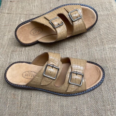 Chinelas doble hebilla croco, arena. j05v-101 - tienda online