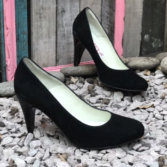 Stilettos clásicos, gamuza y charol negros. e03-200 - Altas de Olivos