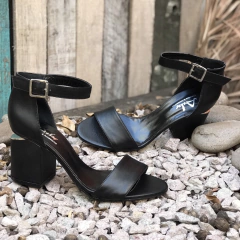 Sandalias con talón negras. f13-1765 en internet
