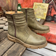 Botas canelón doble cierre verde oliva. j05i-1112