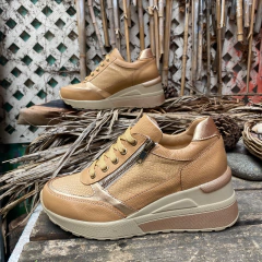 Zapatillas con taco chino, camel. p02m-2120