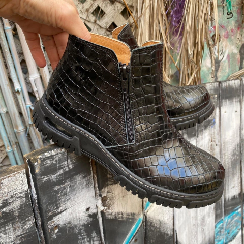 Botineta doble cierre croco negras. j05-1587/burbuja - comprar online
