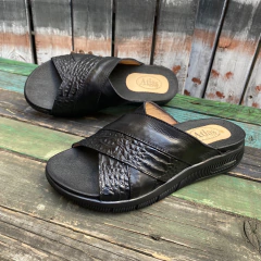 Chinelas cruzadas combinadas negras. q09v-tulum - tienda online