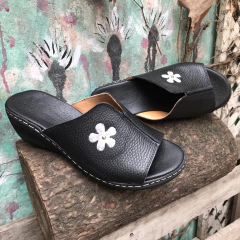 Chinelas negras flor. j05v-3600 - Altas de Olivos