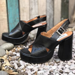 Sandalias con tacón y plataforma, negras. N*40. m01v-2030 - comprar online