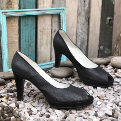 Stilettos boca de pez lame negro. N*43-e03-219-3006 - comprar online