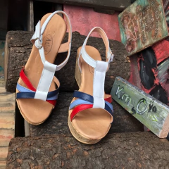 Sandalias blancas combinadas base simil corcho. j05v-723 en internet