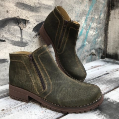 Botineta doble cierre verde oliva B2. Único n*44. j05ng-1587