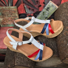 Sandalias blancas combinadas base simil corcho. j05v-723 - comprar online