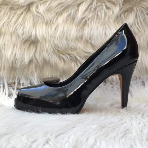 Stilettos boca de pez, charol negro. f13-1805