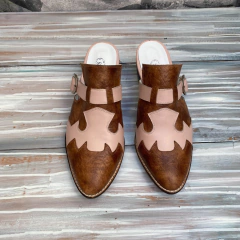 Zuecos texanos, cinturón regulable, suela y nude . e03m-10035 - Altas de Olivos