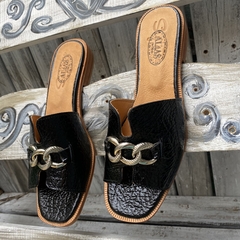 Chinelas negras con cadena- s06v-366B - tienda online