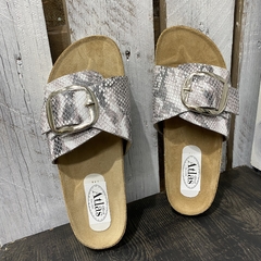 Chinelas birk hebillón rep blanco y gris. -p02v-995 en internet